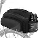 WOTOW Rear Bike Rack Bag, 12L Waterproof Reflective Bike Ebike Saddle Trunk Bag, Bicycle Panniers Rear Basket Storage Bag with Water Bottle Holder Shoulder Strap for MTB E Bike Commuter Travel