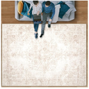 Area Rug 9x12 Vintage Rug: Large Washable Indoor Medallion Rugs Low Pile Distressed Floor Carpet Retro Accent Rug for Living Room Bedroom Kitchen Dining Table Home Office(Retro Beige, 9'x12')