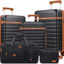 UKEIN Luggage Sets 5 Piece, Carry On Luggage 20In With Spinner Wheels, Hardside Suitcase Set with TSA Lock,Durable Large Suitcase With Travel Backpack for Men-20/24/28in (Black, 5 piece set)