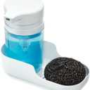 iDesign Plastic Kitchen Sink Caddy Sponge Holder with Soap Dispenser - White/Clear