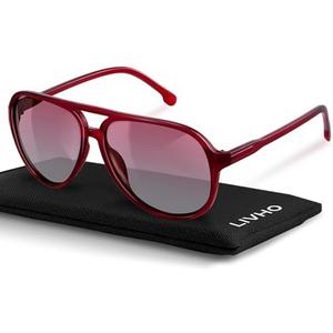 livho Trendy Polarized Aviator Sunglasses Women Men, Retro Sun Glasses for Women Men 2025, Oversized UV Protection Shades  Red