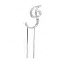 O'Creme Rhinestone Silver-Colored Letter-I Cake Topper 4 Inch
