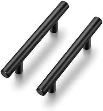 Ravinte 9 Pack 6-3/8 inch Cabinet Pulls Matte Black Stainless Steel Kitchen Cupboard Handles Cabinet Handles 4” Hole Center