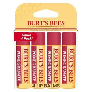 Burt's Bees Lip Balm - Pomegranate, Lip Moisturizer With Responsibly Sourced Beeswax, Tint-Free, Natural Origin Conditioning Treatment, 4 Tubes, 0.15 oz.