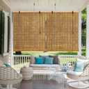 Bamboo Roller Shade, 60" W x 72" L Outdoor Blinds for Porch Privacy & Sun Protection Natural Roman Style