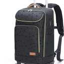 Lekebobor Travel Rolling Backpack, 18 inch Waterproof Backpack with 360° Wheels for 15.6" Laptop, Convertible Airline Approved Travel Backpack for Men & Women, Business, Commuter(Black & Golden)