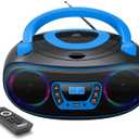 Portable Radio CD Player Boombox with Bluetooth, FM Radio, USB MP3 Playback, AUX-in, Headphone Jack,MP3 CDs Compatible, Kids CD Players for Home or Outdoor (Blue)