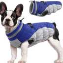 FUAMEY Dog Coat for Small Dogs,Waterproof Dog Winter Jacket with Harness Built in Puppy Cold Weather Coats Reflective Pet Vest with Zipper Warm Fleece Dogs Snowsuit Windproof Blue, S