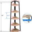 5 Tier Tall Corner Shelf,70 inch Solid Wood Rustic Corner Bookshelf Bookcase Industrial Ladder Shelf,Display Wooden Plant Stand Shelving Unit Shelf for Living Room,Kitchen,Home Office (Natural finish)