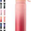 Fijinhom 24 oz Insulated Water Bottle, 2-in-1 Straw and Spout Lid Stainless Steel Insulated Bottle, Leak-Proof, Double Wall Vacuum, Keep Cold 24H for Outdoor, Sports, Travel, School (Red Gradient)