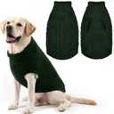 PUPTECK Dog Sweater, Turtleneck Warm Knitted Pullover Coat, Thick Cable Knitwear Clothes in Winter, Pet Apparel Outfits for Large Dogs, for Cold Weather Indoor & Outdoor, Deep Green ML (ML - Chest 25", Back 18", Neck 15")
