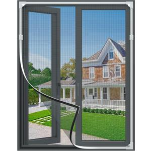 RELIANCER Fiberglass Magnetic Window Screen,DIY Adjustable 59''x39'' Window Mesh Screen,Auto Close Window Net Cover,Windows Screen Replacement kit,Anti Mosquito Windows Mesh Curtain Mesh Partition