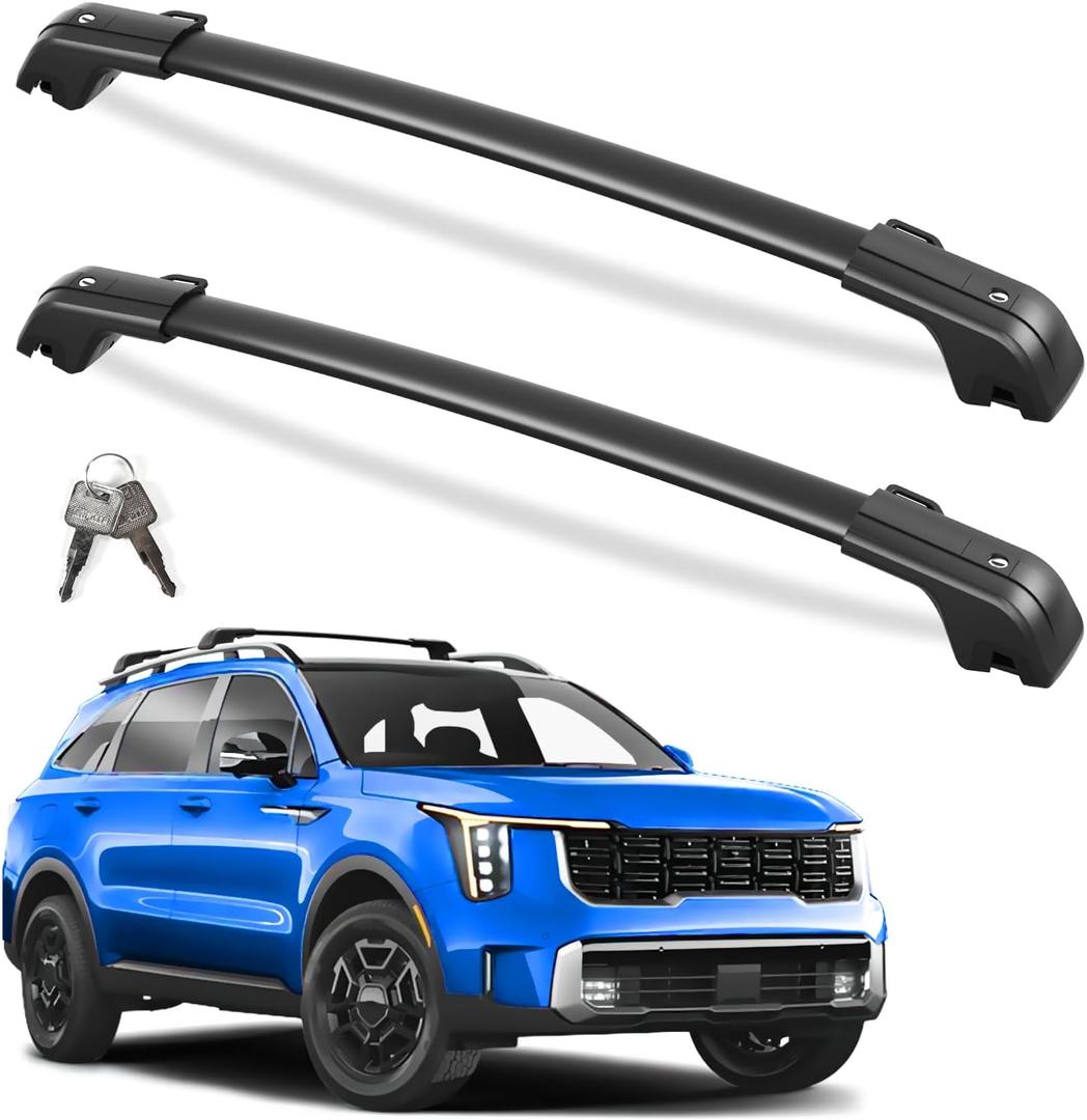 Lockable 260LBS Roof Rack Cross Bars Fit for Kia Sorento X-Line & X-Pro 2021 2022 2023 2024 2025 (with Raised Side Rails), Aluminum Roof Rails Crossbars Rooftop Luggage Racks Carrier (Compatible with Kia Sorento X-Line 2021-2025)