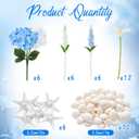 Yinder 6 Set Blue Wedding Flower Table Centerpieces Artificial Hydrangea Flowers Coastal Seashell Starfish Vase Table Decorations Blue White Floral Arrangement for Baby Shower Wedding Party Decor