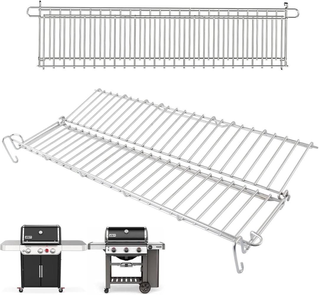 PETKAO 66044 Grill Warming Rack for Weber GS4 Genesis II 300 Series, Genesis II E310 E315 E320 E330 E335 S315 Grill Parts,Upgrade Two-sided Rack Replacement Parts for Weber Genesis 2 Grill Accessories