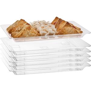 Exquisite - 6 Pack Crystal Clear Premium Quality 14.5"x 9.5" Rectangle Plastic Disposable Serving Trays For Parties - Heavy Duty Serving Platter And Serving Trays For Eating (Medium - 14.5" x 9.5")