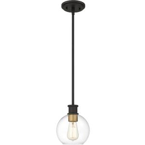 Tawson Black and Gold Pendant Light, Modern Globe Pendant Light, Island Pendant Lights with 6.5 inch Clear Globe Glass Shade for Kitchen Island, Hallway, Entryway, Dining Room, Bedroom