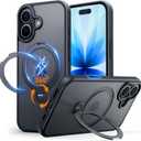 for iPhone 17 Case: with 360° Spin Magnetic Stand, Camera Control Button, Fit for MagSafe, Military Drop Protection, Protective Slim Phone Cover for iPhone17 with Ring Kickstand, 6.3", Black