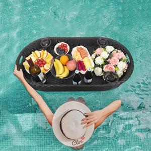 Floating Tray for PoolFloating Pool Tray, Floating Tray - Floating Pool Table, Ideal for Food & Drinks - Floating Table for Pool - Essential Floating Food Tray for Pool Activities(Oval Big), 39.4*19.7*6"