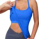 MathCat Workout Tank Tops for Women with Built in Bra, Sleeveless Gym Tops Seamless Racerback Athletic Yoga Shirts (Medium, Kleinblue)