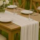 10FT Ivory White Cheesecloth Table Runner 120 Inch Rustic Boho Gauze Cheese Cloth Table Runner for Wedding Baby Shower Bridal Shower Birthday Party Home Decorations