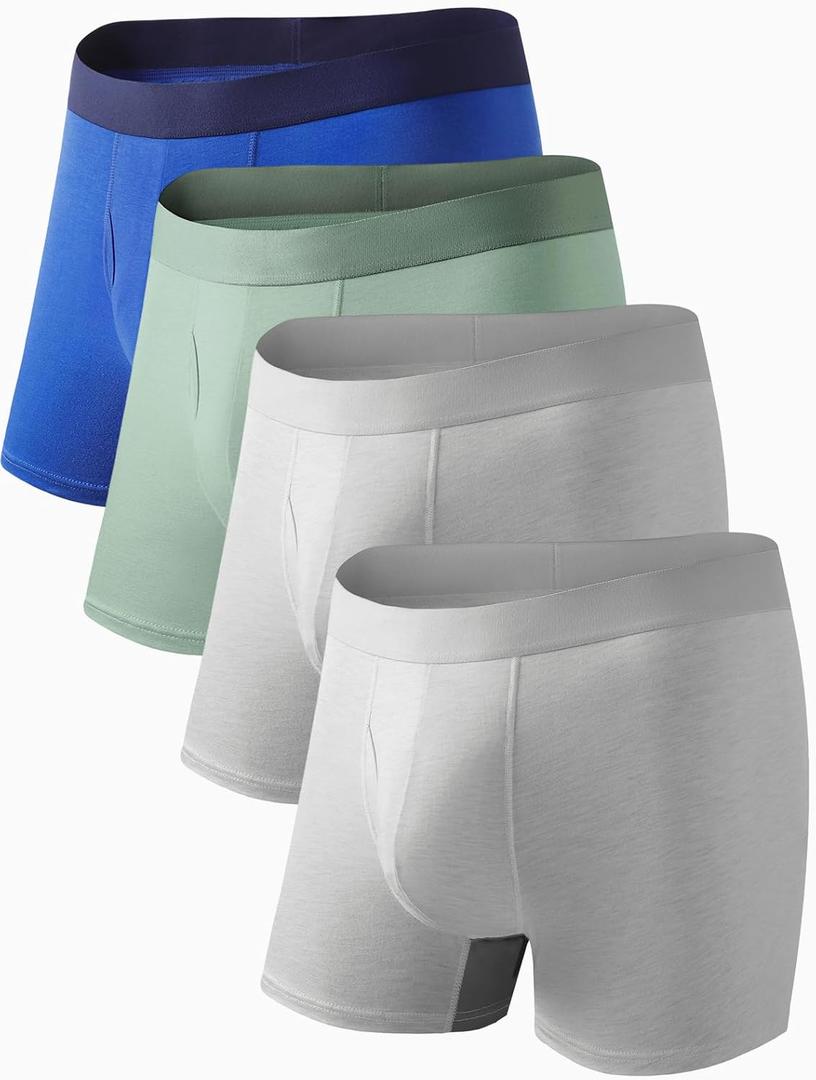 Auxo Mens Underwear Boxer Briefs With Pouch Modal Mesh Breathable Underwear No Riding Up Moisture Wicking 4 Pack (XXL)