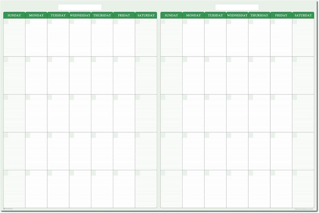 PlanetSafe Calendar - Horizontal 60-Day Wet/Dry Erasable Large Wall Calendar - Great for Home, Office, and Schools - Stay organized, Ideal for event tracking. Measures: (Earth Green, 24h x 36w)