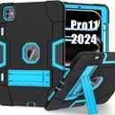 TSQQST for iPad Pro 11 Inch Case M4 5th Generation 2024, iPad Pro 11 Case with Pencil Holder+Stand, Full-Body Protective Rugged Shockproof Cover for iPad Pro 11 Inch 5th Gen, Black Blue