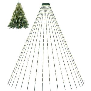 Christmas Tree Lights, 400 LED Christmas Lights with 8 Light Modes & Memory Function, 6.6FT x 16 Lines Outdoor Christmas Light with Timing Function for Christmas Decorations - Warm White