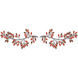 Hotop 2 Pieces Metal Tree Leaf Wall Decor Vine Olive Branch Leaf Wall Art Wrought Iron Scroll Sculptures Above the Bed, Living Room, Outdoor Decoration(Classic Style,Rusty Color)