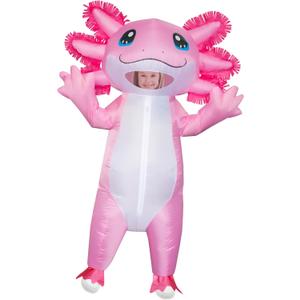 Stegosaurus Inflatable Axolotl Costume for Kids Halloween Kid Blow Up Costume Deluxe Pink Costumes for Girls Boys Cosplay Party, 120-150cm