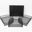 Desk File Organizer, Metal Mesh Folder Organizer for Documents, Mail & Office Papers (Black)