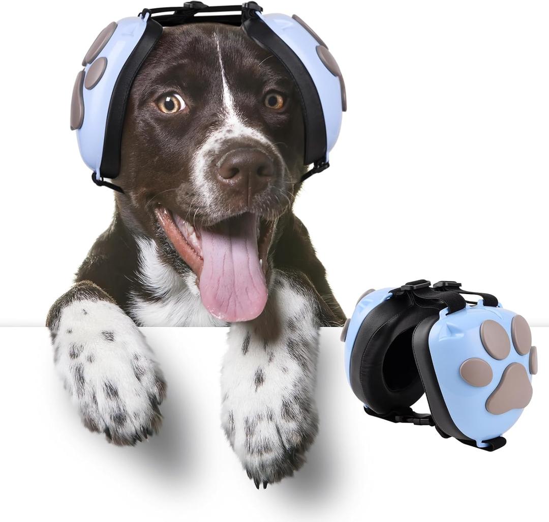 22dB NRR Noise Cancelling Headphones with Dog Paw Design, Calming Earmuffs for Thunder, Fireworks & Hunting (M, Blue-Gray)