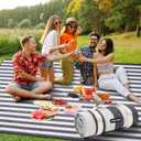 G GOOD GAIN Picnic Blankets Waterproof - 80"x80" Outdoor Blanket Extra Large Sand Free Foldable with Carry Strap for Beach, Camping, Park Grass, Hiking, Travel, Concerts, Indoor(Denim Blue)