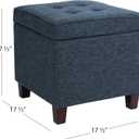HomePop 18" Square Tufted Storage Ottoman - Dusty Navy, 17.5"D x 17.5"W x 17.5"H