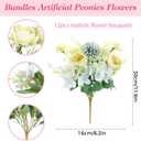 Olgaa 12 Bundles Peonies Artificial Flowers Silk Flowers Fake Peony Bouquet Faux Peonies Flowers Bulk for Wedding Decor Centerpiece Table Decorations (Blue Green)