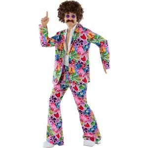 fun shack Groovy Mens Hippie Costume, Retro 60s Suit for Men, Adult Groovy Costumes, Vintage Hippie Outfit (Medium)