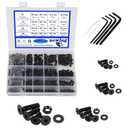 newlng M2 M3 M4 M5 Socket Head Screws Set Carbon Steel Black Flat Head Hexagon Bolts and Nuts Washers Set 1065pcs Countersunk Head Screw & Bolt Assortment Sets with Spanner for Home Industrial