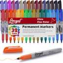 Permanent Markers Bulk, Ultra Fine Point, 32 Assorted Colors 0.4 mm Permanent Marker set, Felt Tip Pens Works on Plastic, Wood, Stone, Metal and Glass for Doodling, Marking