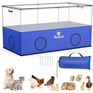 Pawaboo Small Animal Playpen, Foldable Pet Playpen Cage Tent for Puppy Kitten Guinea Pig Rabbit Chicken Hamster Indoor Outdoor Use, Pet Fence with Breathable Mesh Wall and Bottom, Blue