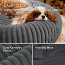 Bedsure ComfyFleece Donut Small Dog Bed - Dog Beds for Small Dogs with Corduroy Fleece & Anti Slip Bottom, Round Faux Fur Pet Beds with Washable Removable Cover, Warm Grey, 27x27x8 inches