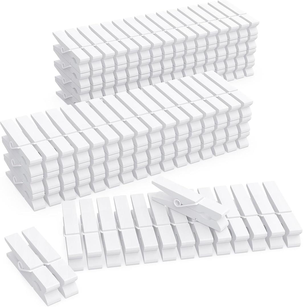 2 x (Pack of 128) Mini Wooden Colored clothespins White