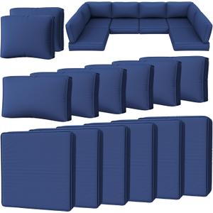 14 Pcs Outdoor Cushion Slipcovers Patio Cushion Covers Replacement Waterproof with Zipper for Outdoor Furniture, Patio Sofa Couch 3 Sizes, Covers Only