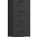 SONGMICS Dresser for Bedroom, Chest of Drawers, Steel, MDF, 4 NonWoven Fabric Drawers, Storage Organizer Unit, Closet, Entryway, Ink Black and Ebony Black ULGS314B01S