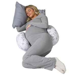 Boppy Side Sleeper Pregnancy Pillow, Gray Falling Leaves, Portable, Supportive Pregnancy Pillows for Sleeping on Your Side, Stay-Put Design with Stretchy Center Panel That Grows with Your Bump