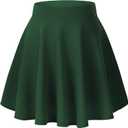 Urban CoCo Women's Basic Versatile Stretchy Flared Casual Mini Skater Skirt (Large, Green)