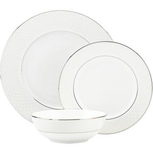 Lenox Venetian Lace Place Setting Bowl and  Venetian Lace Dinner Plate, White