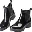 Women's Short Rain Boots Waterproof Slip On Ankle Chelsea Booties (7.5)
