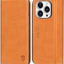 SHIELDON Case for iPhone 15 Pro 5G 6.1", Genuine Leather Wallet Flip Cover RFID Blocking Card Slots Magnetic Closure Shock-Absorbent Case Compatible with iPhone 15 Pro 2023