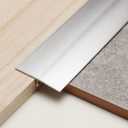 Trimold 3Pcs Aluminum T Molding Trim & Floor Transition Strips, Flat Divider Strip for Door Threshold and Joining Flooring Gaps of Laminate Planks Tile (2.9Ft x 1.6In, Matte Silver)